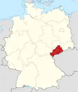 Locatie Direktionsbezirk Chemnitz in Saksen