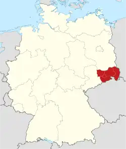 Locatie Direktionsbezirk Dresden in Saksen