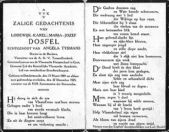 Bidprentje Lodewijk Dosfel