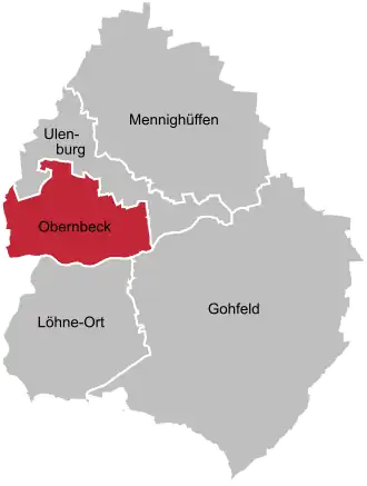 Ligging van Obernbeck in de gemeente Löhne