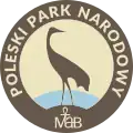 Het embleem van Nationaal Park Poleski met daarop een kraanvogel (Grus grus).