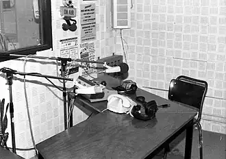 De radiopresentatiestudio in 1987.