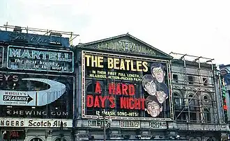 Aankondiging A Hard Day's Night in het London Pavilion (1964)