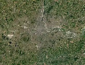 Satellietbeeld van Metropoolregio Londen