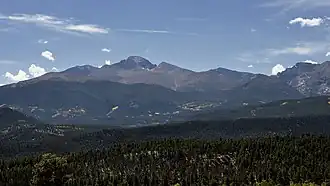 Longs Peak (links van het midden van de foto) vanaf het noorden