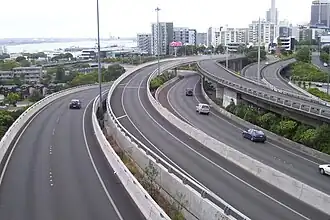 Het noordelijke deel van de Central Motorway Junction