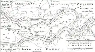 De Oude Rijn en het Pannerdens Kanaal (hier Nieuwe Rijn geheten)