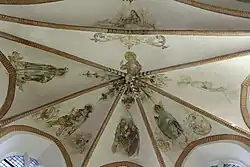 Apostelen en kerkvaders, midden onder Petrus en Paulus