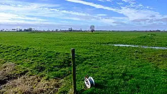 Close-up van het terrein van de in de 20e eeuw gesloopte boerderij achter de borg