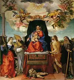 Lorenzo Lotto, 1521, Madonna met kind en heiligen, Bergamo, Santo-Spirito