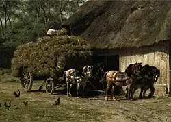 Lossen van de hooiwagen