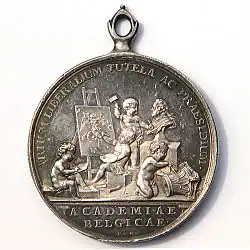 Keerzijde van deze in 1778 te Brussel geslagen medaille.