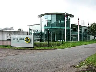 Lotus hoofdzetel op de voormalige Hethel Airbase