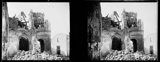 Ruïnes van de kerk van Louppy-le-Château na bombardementen tijdens de Eerste Wereldoorlog