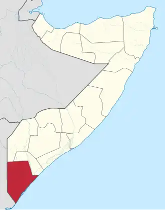 Ligging van Jubbada Hoose in Somalië