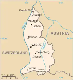 Kaart van Liechtenstein