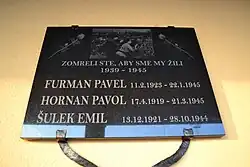 Herdenkingsplaat voor spoorweglui gevallen tijdens Wereldoorlog II.