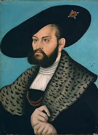Albrecht van Pruisen, geportretteerd door Lucas Cranach de Oudere