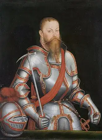 Lucas Cranach jr.: Maurits van Saksen in harnas (1578).