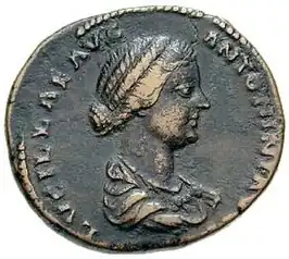 Portret van Lucilla op een sestertie. Foto met toestemming van Classical Numismatic Group, Inc. (CNG)