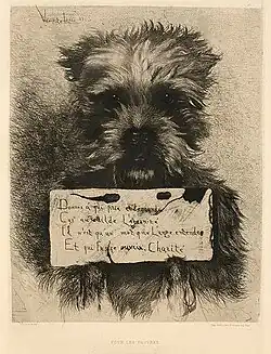 Pour les pauvres (1863), ets met droge naald op papier, Ottawa, National Gallery of Canada.