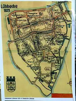 Kaart van Lübbecke anno 1829