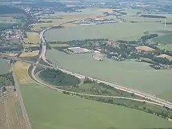 Autobahndreieck Nossen; links ligt Obereula, rechts Deutschenbora