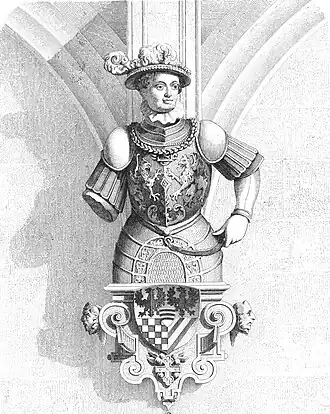 Sculptuur van Hendrik van Podiebrad in het Neues Lusthaus in Stuttgart.