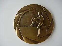Bronzen medaille in de art-deco-stijl. De voorzijde is van Édouard Fraisse.