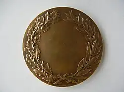 Bronzen medaille in de art-deco-stijl. De hier getoonde keerzijde is van Henri Alfred Auguste Dubois (1859-1943).