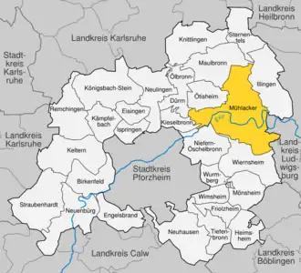 Kaart van Mühlacker