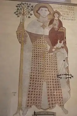 Muurschildering Hl. Christoffel en Kind