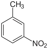 Structuurformule van 3-nitrotolueen
