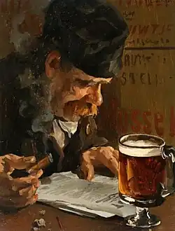 Visser met biertje en sigaar