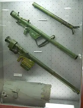 Draagbare luchtafweersystemen of MANPADS in Luchtvaartmuseum in Belgrado.