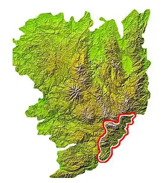 Ligging van de Cevennen in het Centraal Massief