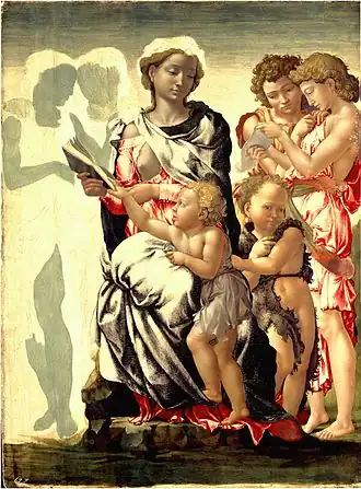 Michelangelo: Madonna met kind en St.-Johannes en de engelen