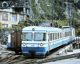 treinstel ABt 5302 + Be 5002 in ± 1982 te Montreux