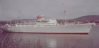 Het schip in 1955 in de fjord waarnaar het genoemd was.