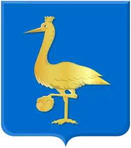 Het wapen van Maarheeze. De kraanvogel uit dit wapen is in de vlag van Cranendonck opgenomen.