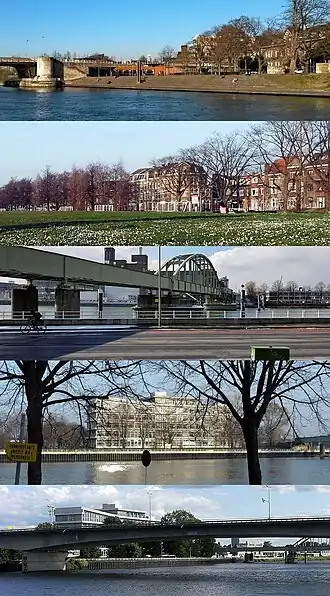 Beelden van de Franciscus Romanusweg: Wilhelminabrug en Kleine Griend · Griendpark · Spoorbrug · voormalig PLEM-gebouw · Noorderbrug