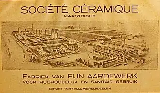 Het fabrieksterrein op een prent uit ca. 1925