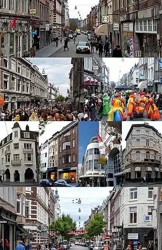 Beelden van de Wycker Brugstraat: oostelijk deel van de straat · heiligdomsvaart en carnaval · monumentale panden oostelijk deel · zicht vanuit het westen
