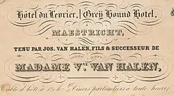 Detail reclameprent met tweetalige aanduiding