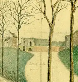 Brusselsebastion, buitenpoort, ophaalbrug en buitenwachthuis (Jan Brabant, ca. 1860?)