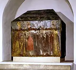 Stenen sarcofaag, Maastricht. Uiterst links Candidus