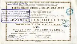 Aandeel van 500 gulden uit 1888