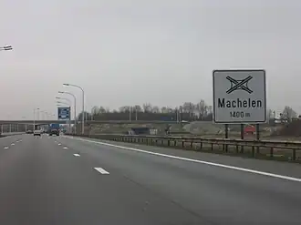 Aankondigingsbord knooppunt Machelen komende vanuit Antwerpen