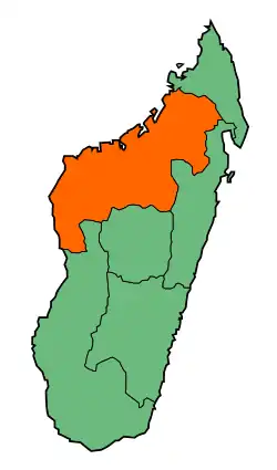 Locatie van de provincie Mahajanga in Madagaskar