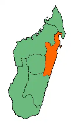 Locatie van de provincie Toamasina in Madagaskar